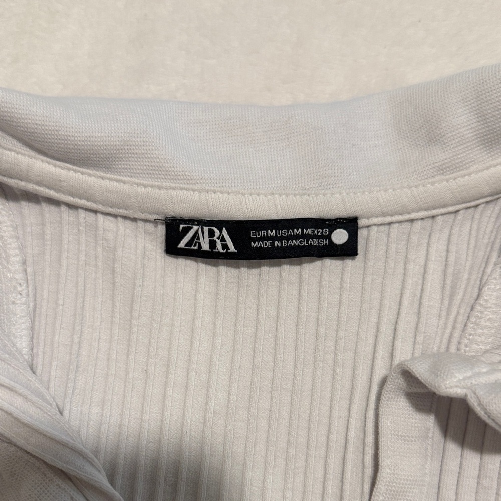Zara White Ribbed Collared Tank Top - Picture 2 of 5